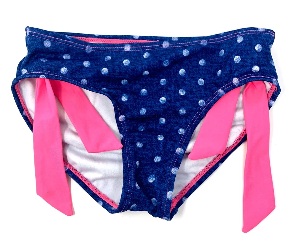 Traje de baño bikini de dos piezas a lunares rosa y azul Justice niñas talla 7 Foto 4 de 4