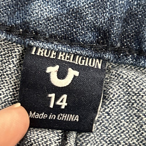 Boys Girls True Religion Palm Trees Denim Jean Bermuda Shorts Sz 14 28” - Picture 4 of 8