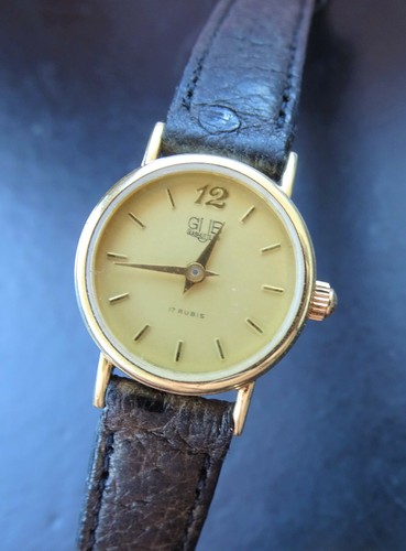 Glashütte GUB Kal.09-20 Gelbgold 14K 585 Vintage Damen Armbanduhr Rechnung & Box - Bild 2 von 12