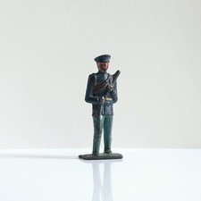 Vintage Grey Iron Marine Soldier with Rifle Blue Cast Iron Soldier G39