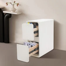 20*39*47cm Modern Nightstand Bedside Table w/ 2 Drawers Small Narrow Nightstand