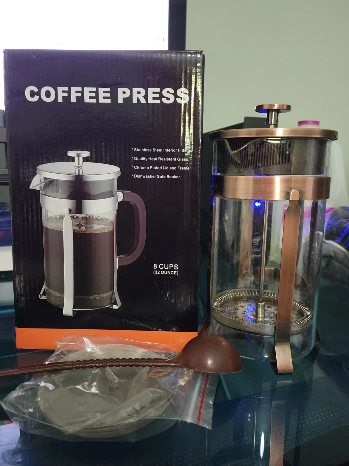 COFFE PRESS 8oz cups copper pre-owned