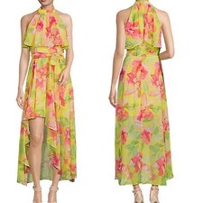 NWOT Eliza J Floral Halter Neck Popover High/Low Sleeveless Dress Size 12