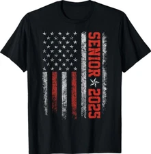 Senior Year 2025 American Flag USA Graduation Unisex T-Shirt
