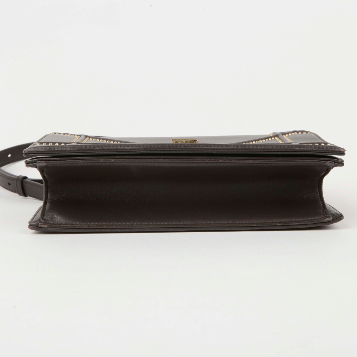 【ヴィンテージ】Rank:A☆Dior BLACK ジオラマ バッグ M0422CNOE Dior Dark Brown Leather Lama Studded Shoulder Bag M0422CNOE