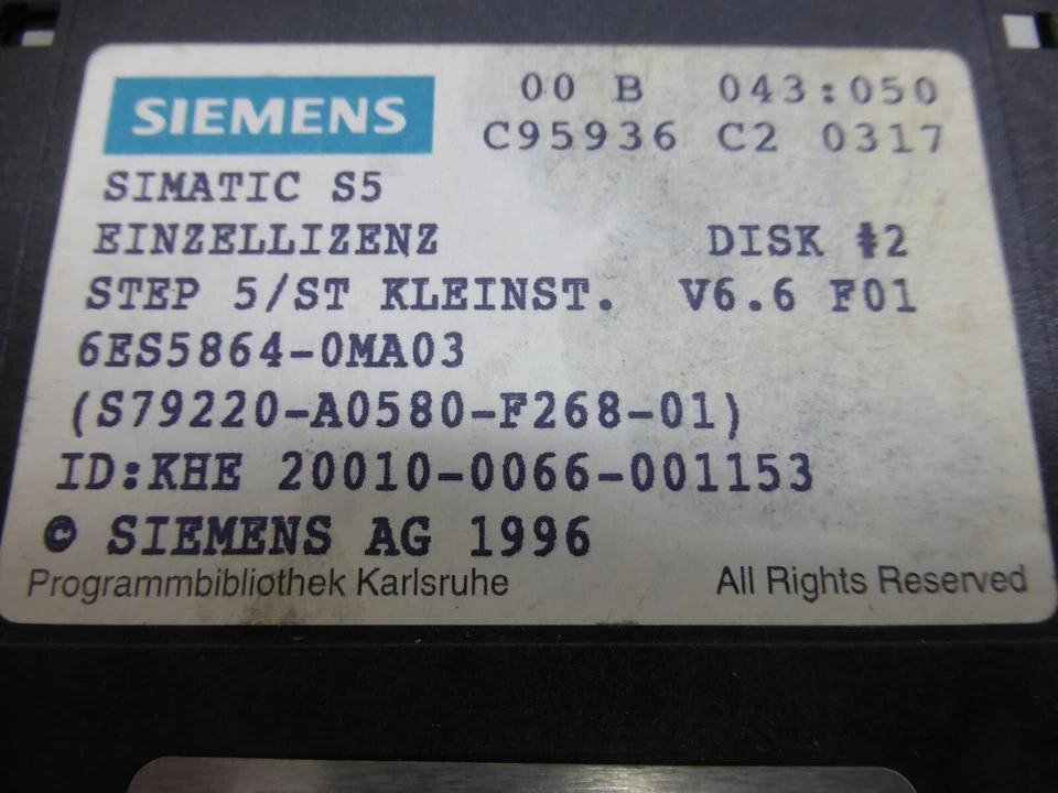 Siemens Simatic S5 Einzellizens STEP 5/ST Kleinst. 6ES5 864-0MA03 DISK #1,2,3 - Bild 4 von 4
