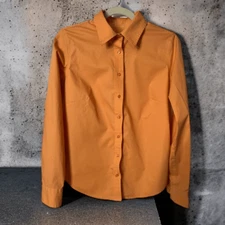 Lady Hathaway Peach button down long sleeve collared blouse Shirt Size M