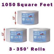 American Bubble Boy Wrap, 1050 Square feet, 1/8" (Small) Size Bubbles, 12" Wide,