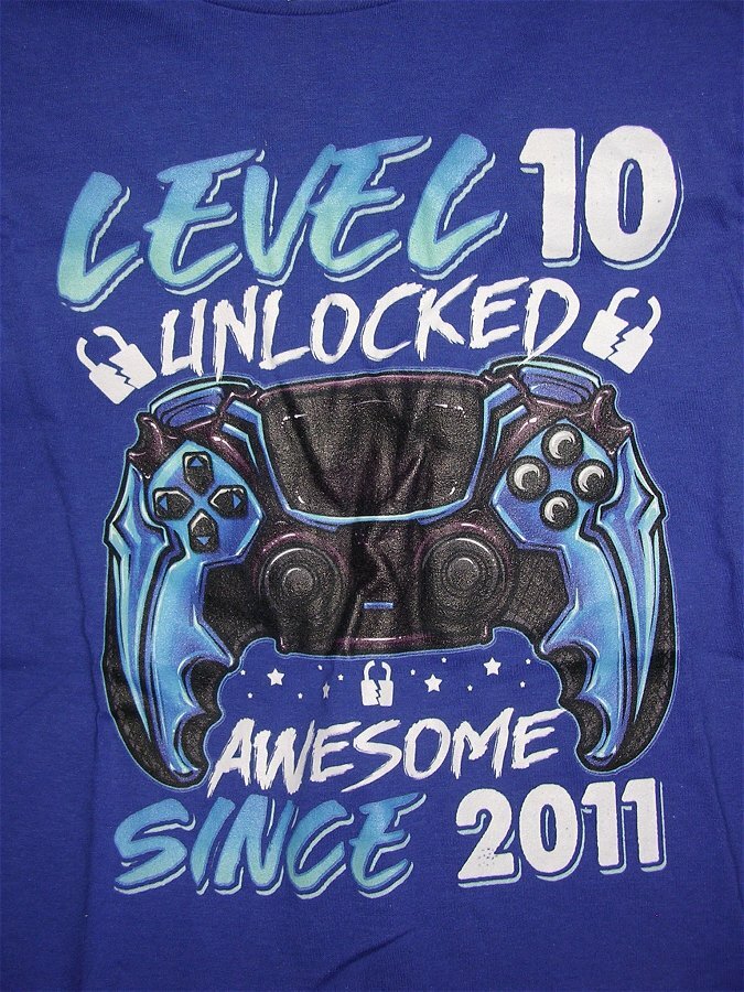 Level 10 Unlocked Awesome Since 2011 Gamer 10 Year T-Shirt Blue Kid Large  Sz 12 | eBay