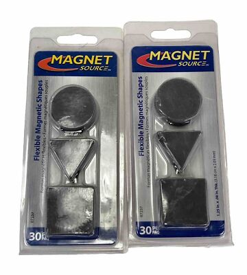 Flexible Magnetic Shapes 30 Pk Powerful Square Triangle Circle 07257 Lot of 2