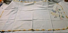 Antique Embroidered Dresser Scarf  or Runner ~ Linen ~ Textile Embroidered #1948