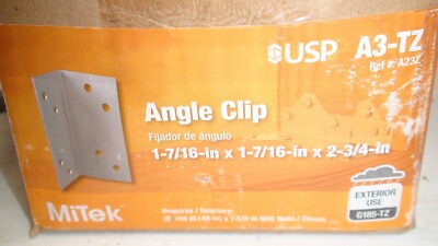 USP MiTek A3-TZ 1-7/16'' x 1-7/16'' x 2-3/4'' Triple Zinc Framing Angle Clip 79 Ea