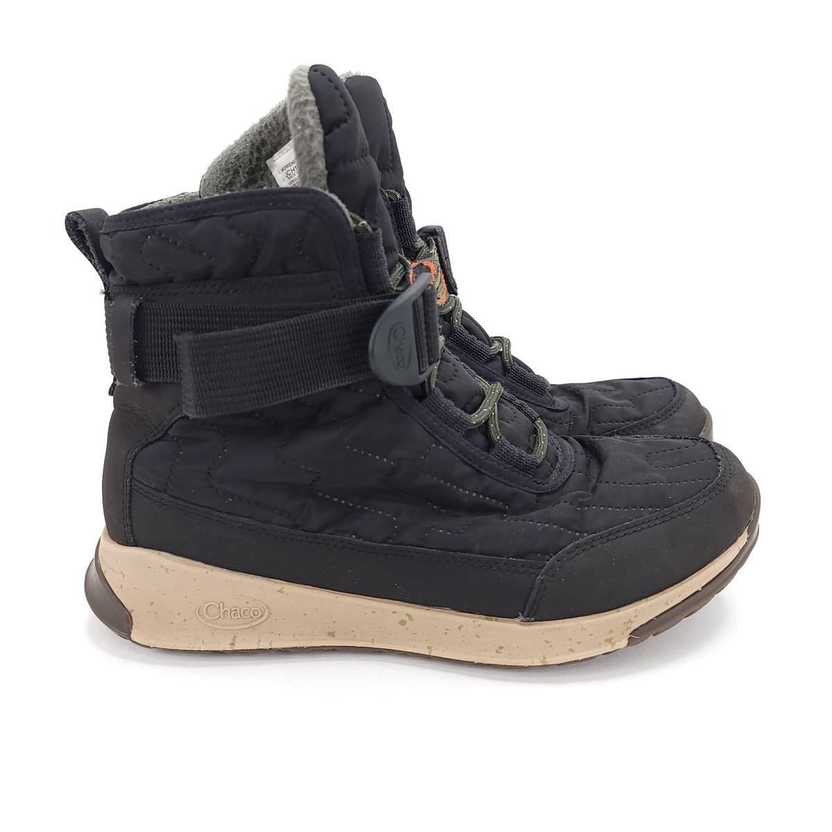 Chaco Women's Size Borealis Quilted Black Belted Ankle Boots