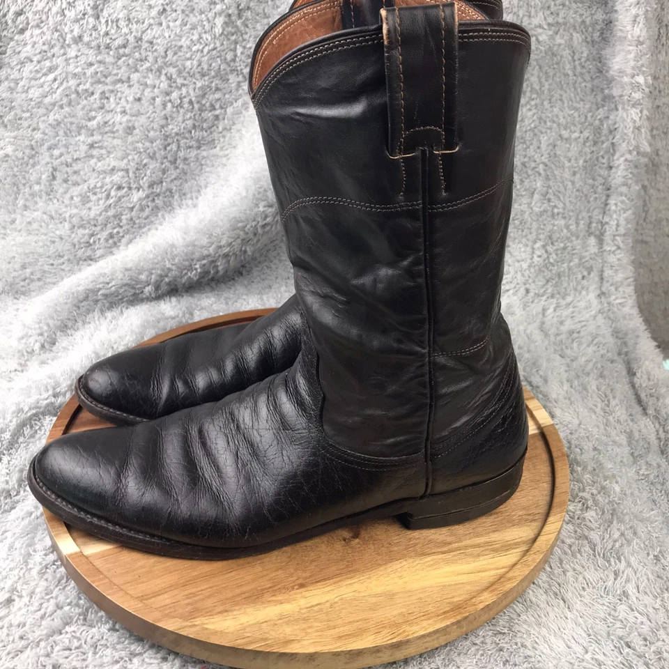 Винтажные женские сапоги Nocona Roper 9,5 AA узкие черные кожаные вестерн родео - Изображение 4 из 4