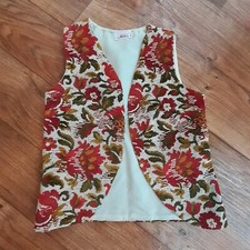 Tapestry Vest Vintage Boho Hippie Flower Power Brocade Aladdin Small