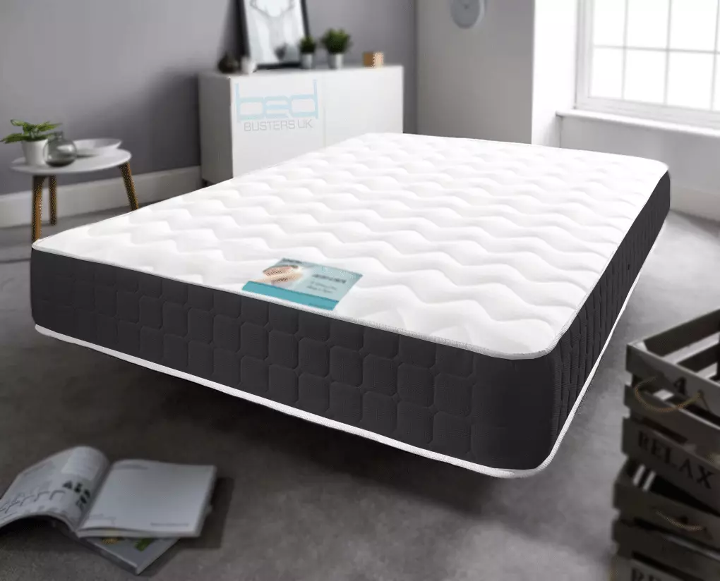 Black Memory Foam Spring Single Small Double King Size Super King Mattress
