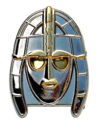 lead free English Pewter handmade in Sheffield uk Q252 Trojan Helmet on a 3 inch Kilt Pin Brooch for Scarves Hats etc