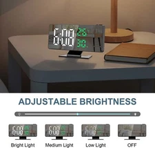 Green LED Projection Alarm Clock - Temperature & Humidity Display, Desk Bedroom