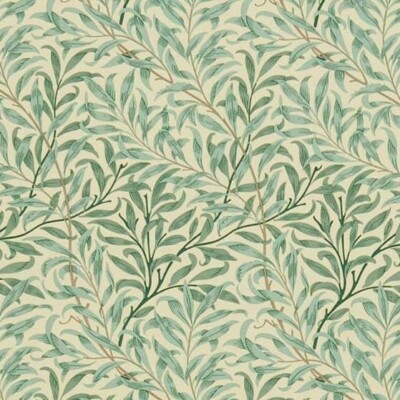WILLIAM MORRIS CURTAIN FABRIC ''Willow Bough's Major'' 3.2 METRES CREAM/PALE GREEN