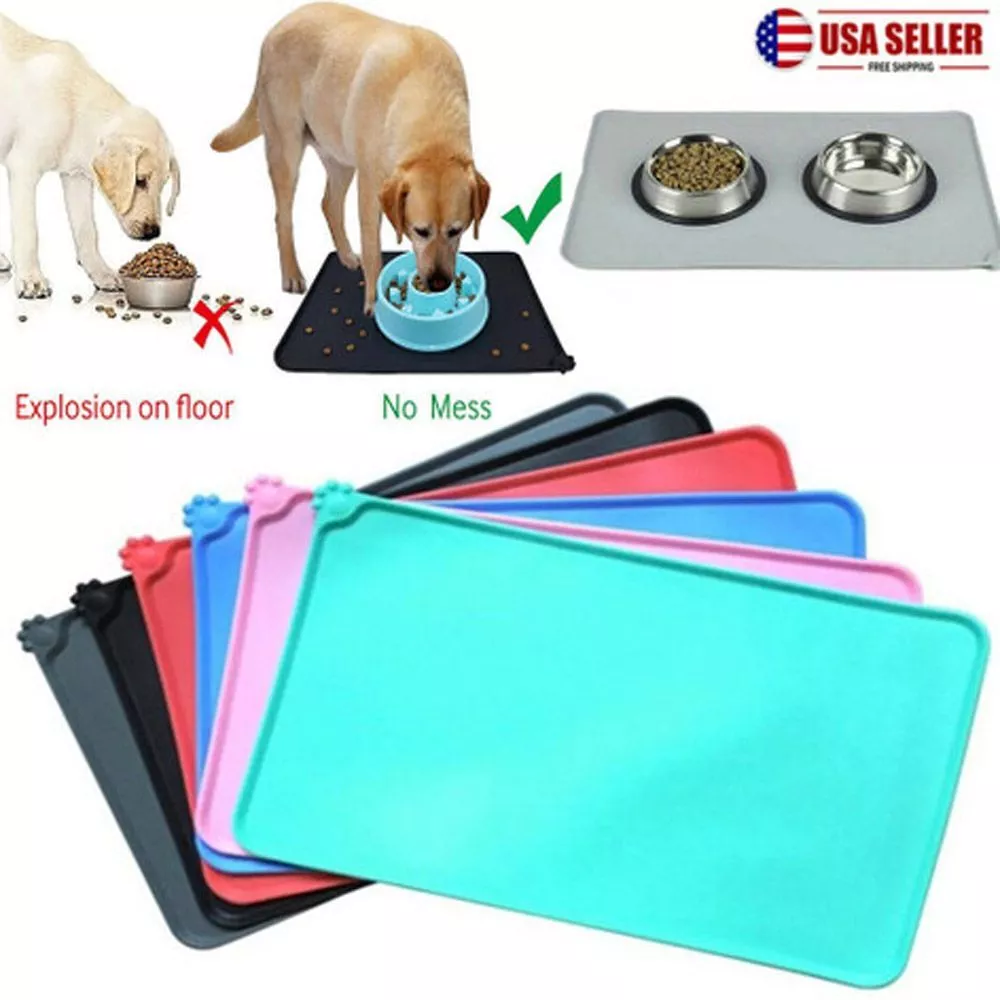 Silicone Waterproof Dog Cat Pet Feeding Mats, Non Slip, Easy Clean Pet Dog  Cat Bowl Mats Placemat 