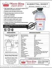 Waste King Legend 1Horse Disposal Lifetime Wa...