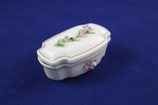 Vintage Porcelain Jewelry Box Gauls Bead Box Embossed Floral Chic