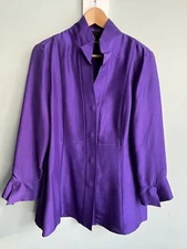 Carlisle womens size 10 purple blouse jacket silk  (?) shirt top