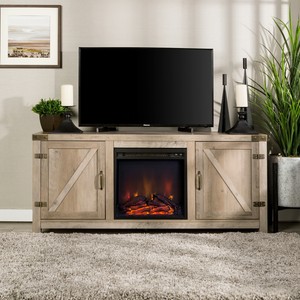Barn Door Fireplace Entertainment Center