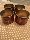 VINTAGE Set Of Four Brass & Enamel Christmas Napkin Rings Red/Green H3.5 W4.5cm  — photo 2
