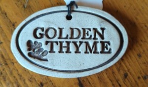 Golden Thyme Plant Garden Marker Terracotta Stone 3.75" X 2.5" Made In Canada