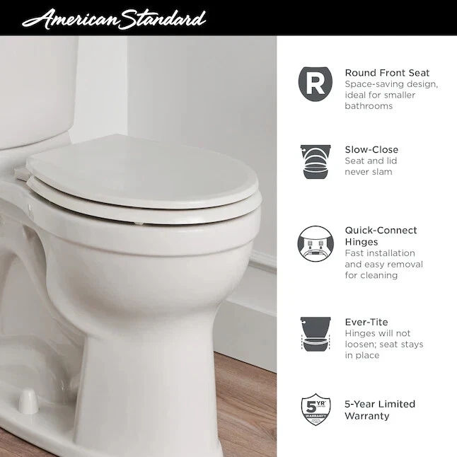 American Standard Bedminster Wood White Round Soft Close Toilet Seat - Image 4 of 4