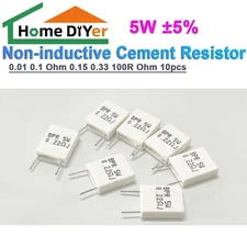 5W Non-inductive Cement Resistor ±5% 0.01 0.1 Ohm 0.15 0.33 100R Ohm 10pcs
