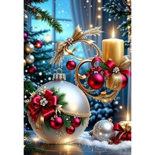Christmas Ball Diamond Art Kits for Adults, 5D Christmas Candles Diamond Paintin