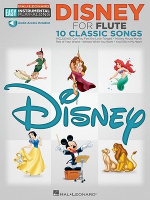 Disney 10 Classic Songs for Flute Easy Sheet Music Play-Along Book Online Audio