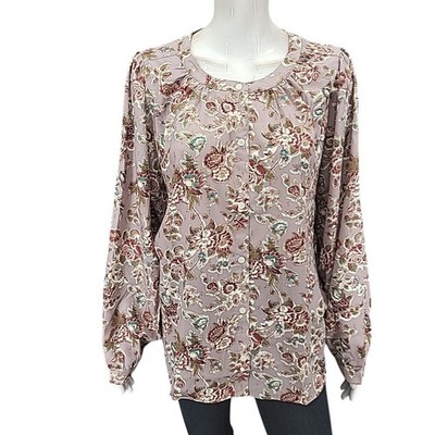 Indigo Thread Co Womens Dressy Everyday Printed Blouse Top Large Size Shirt