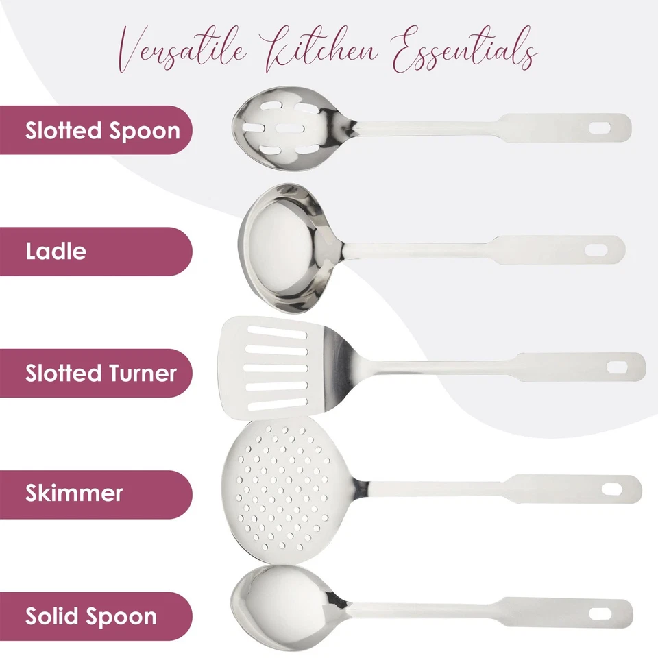 Juego de utensilios de uso diario Amco (5 piezas) - acero inoxidable y resistente al calor Foto 4 de 4