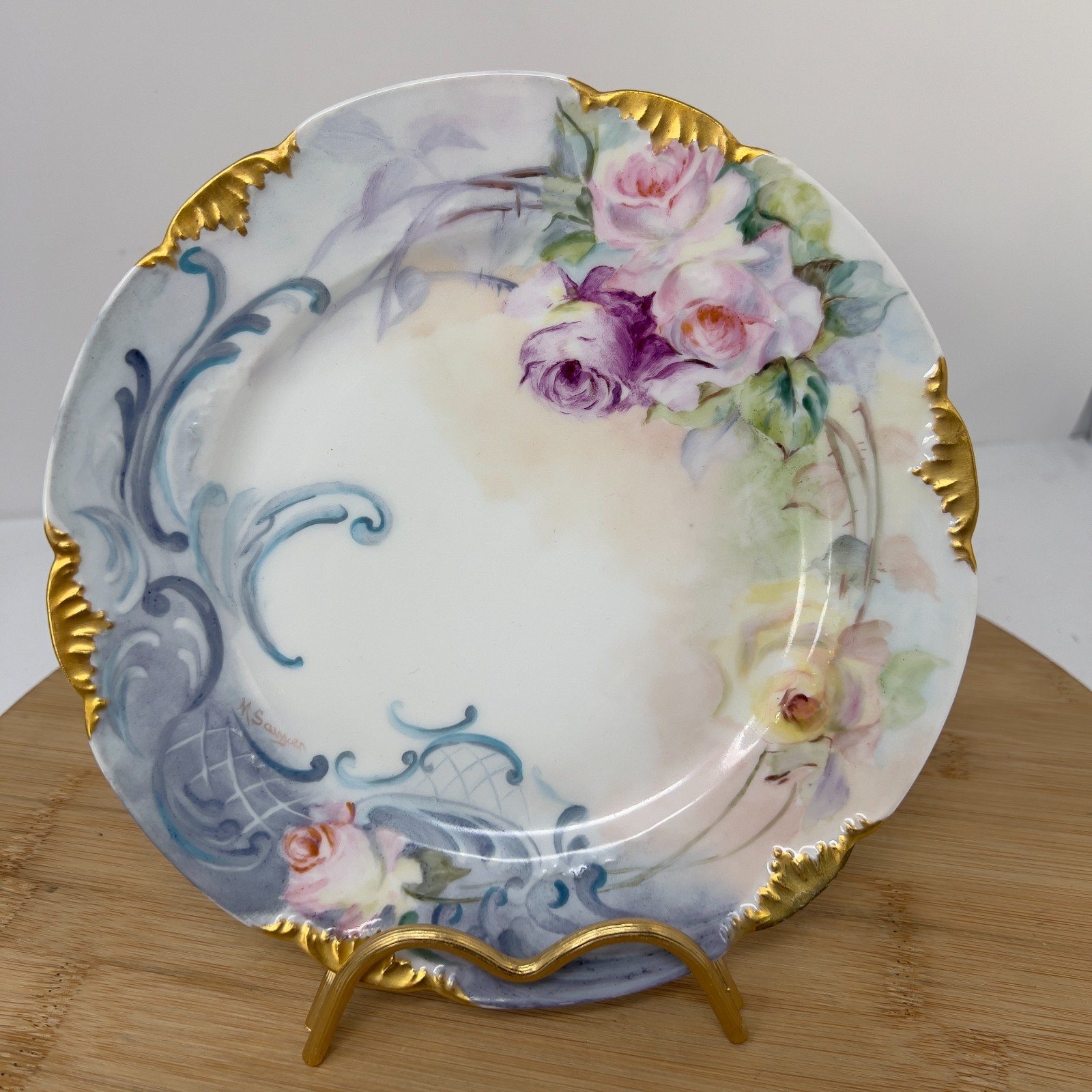 Limoges Charles Field Haviland (CFH) und GDM 7,5" Blumen Salatteller signiert
