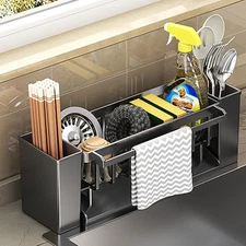 Utensil Holder 3 Compartments Utensil Drying Rack Dish Drainer for Kitchen Co...