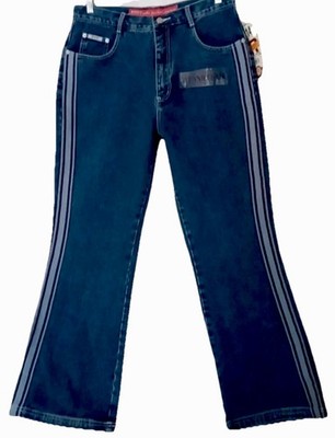 Revolt Jeans 14 New High Rise Flare With Track Stripe NOS Deadstock 90s Y2K NWT