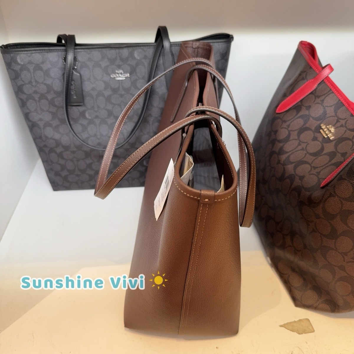 NWT Coach CR111 Leather City Tote Shoulder Bag in Silver /Maple | eBay