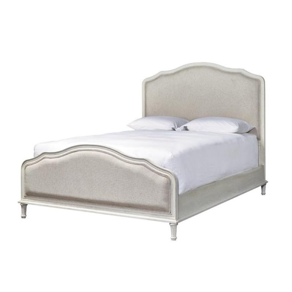 Beaumont Lane Farmhouse Fabric Upholstered Queen Bed in Whit
