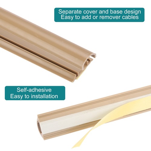 2pcs Cord Cover Floor 13inx1.4inx0.4in Floor Wire Hider Cable Protector Brown - Photo 4/7
