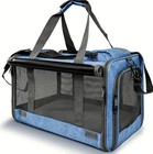Pet Carrier Airline Approved Soft Sided Expandable Blue Bag for Cats Dogs 20lb