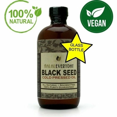 Black Seed Oil 100% Pure Natural Cold Pressed Nigella Sativa Non GMO Glass