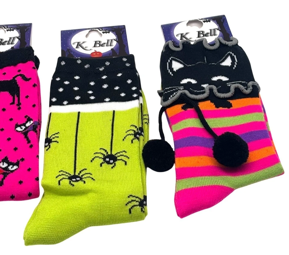 Meias femininas de Halloween K. Bell - Pacote com 4, tamanho 9-11 - Imagem 3 de 4