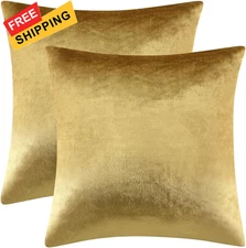 GIGIZAZA Gold Velvet Decorative Throw Pillow 18" x (Pack of 2), 