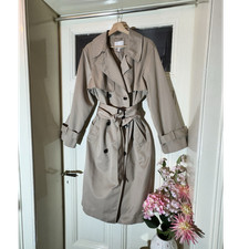 H&M ladies trench coat XL beige with belt, buttons, collar, epaulettes