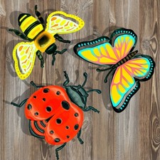 Garden Wall Art Decor Outdoor, Metal Hanging Butterfly Bee Ladybird Insect Decor