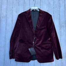 Tagliatore Blazer Mens 54 Burgundy Velvet Stretch Made In Italy Sport Coat