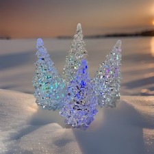 Merry Brite Christmas D cor Acrylic LED Tree 5" 6 Colors . Two Sets Of 4 Avail.